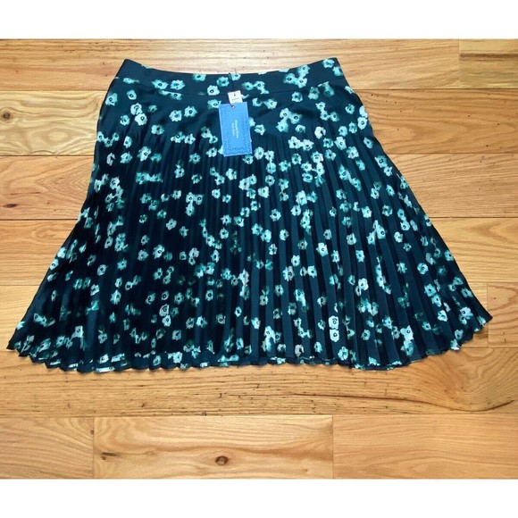 Simply Vera Vera Wang Pleated Cool At Night Skirt Pleated Size Large Blue Floral - Picture 1 of 12